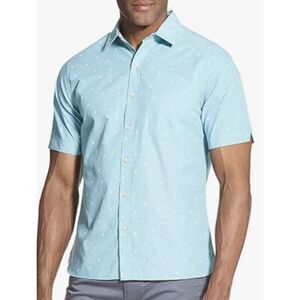 Club Room Light Blue 100% Cotton Shirt Button-Down Short Sleeves Men's Size S